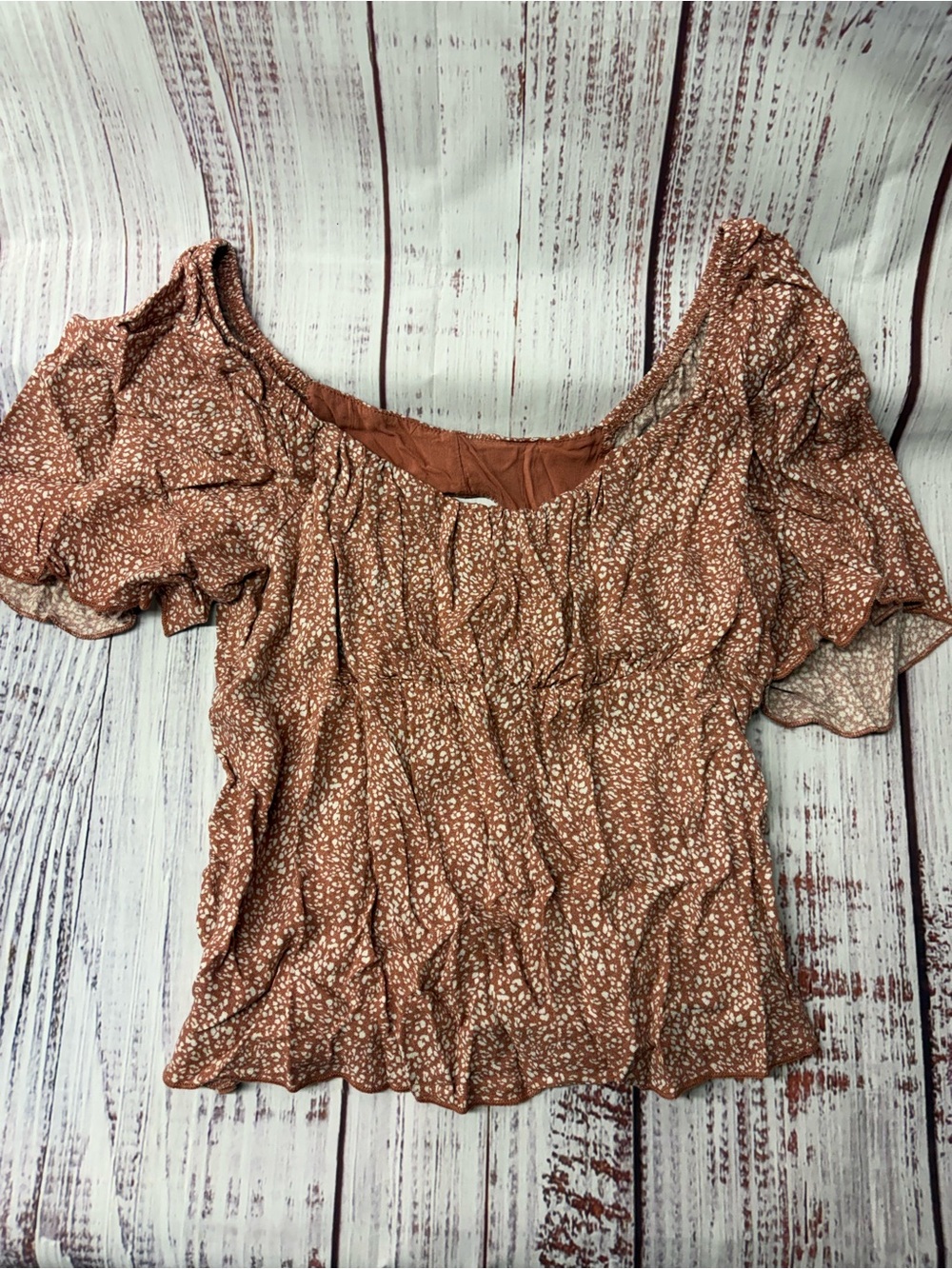 URBAN Romantics Rust Floral Square-Neck Crop Top